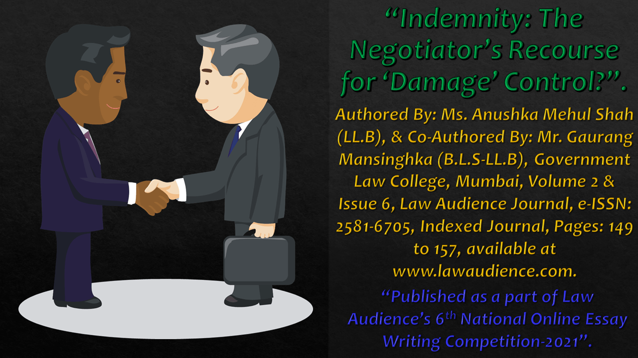 Indemnity The Negotiator s Recourse For Damage Control 