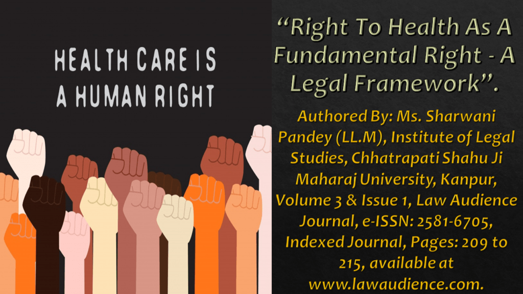 Right To Health As A Fundamental Right - A Legal Framework