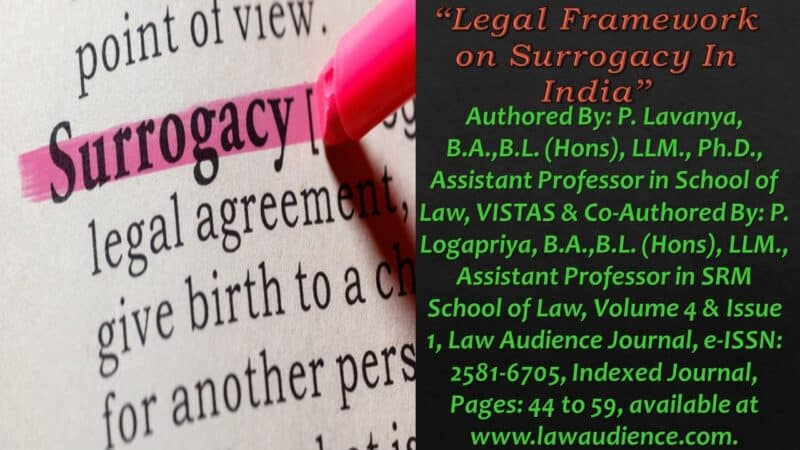 » Volume 4 & Issue 1 » Legal Framework On Surrogacy In India