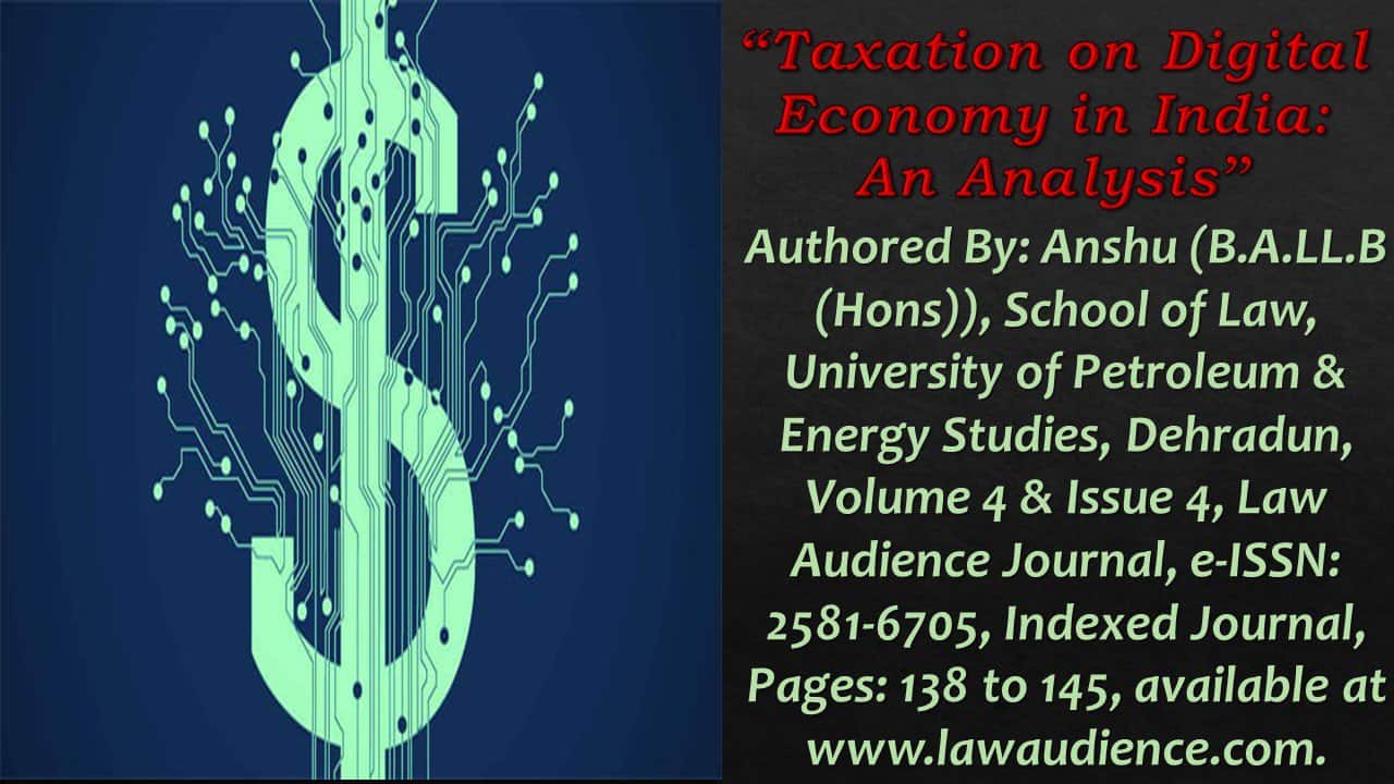 Taxation on Digital Economy in India An Analysis