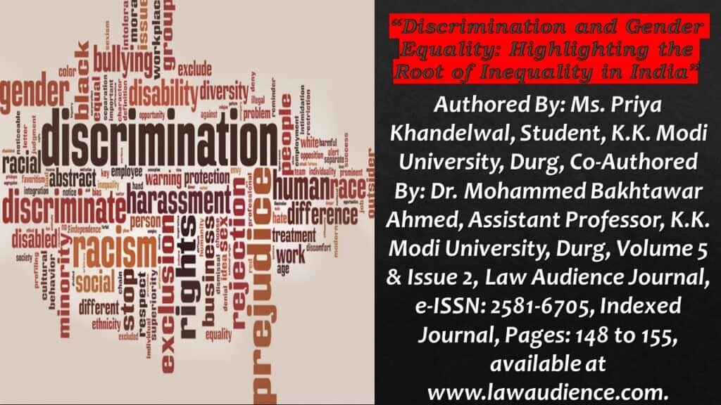 Discrimination and Gender Equality: Highlighting the Root of Inequality in India