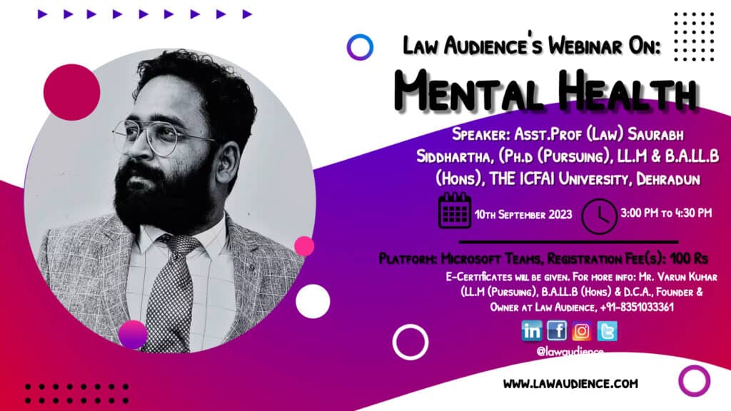 Law Audience’s Webinar on Mental Health