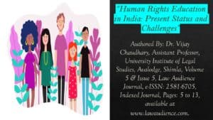 Read more about the article Human Rights Education in India: Present Status and Challenges